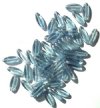 50 16x6mm Transparent Crystal Blue Lustre Narrow Flat Oval Beads